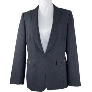 Tahari Arthur S Levine Womens‎ Black Pinstripe Shawl Lapel Blazer Jacket Size 12